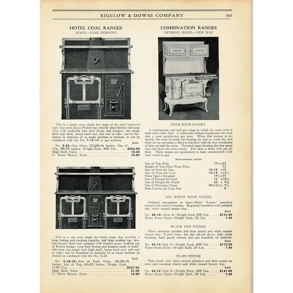VTG Print Ad Cast Iron Oven Stove Range Coal Detroit Jewel Corco Stove